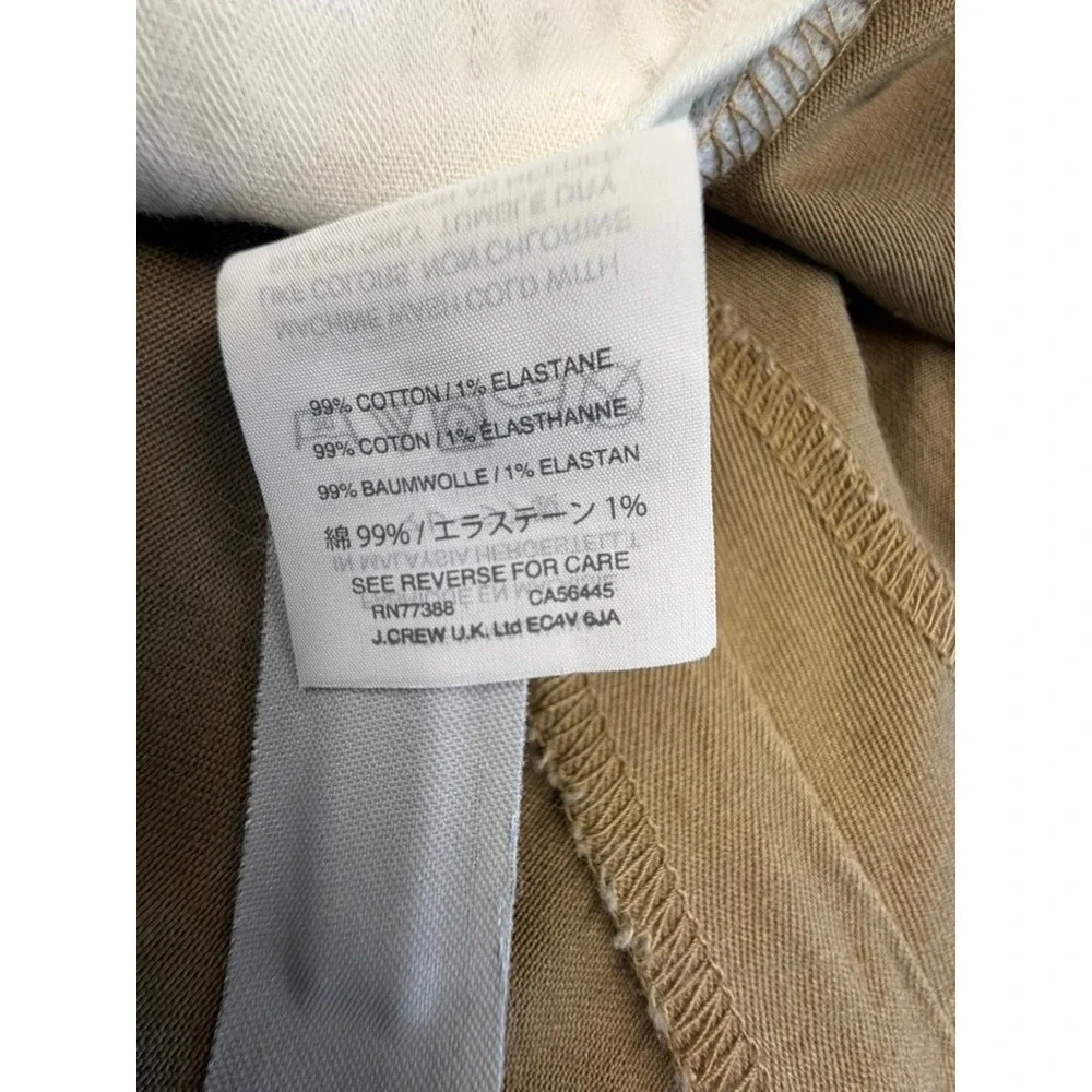 J.Crew Bowery Chino Pants Mens 34x32 Khaki Tan Stretch Cotton Twill